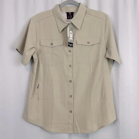 New Little Donkey Andy Dry Tech Button Up Short Sleeve Top Size M - Picture 1 of 6
